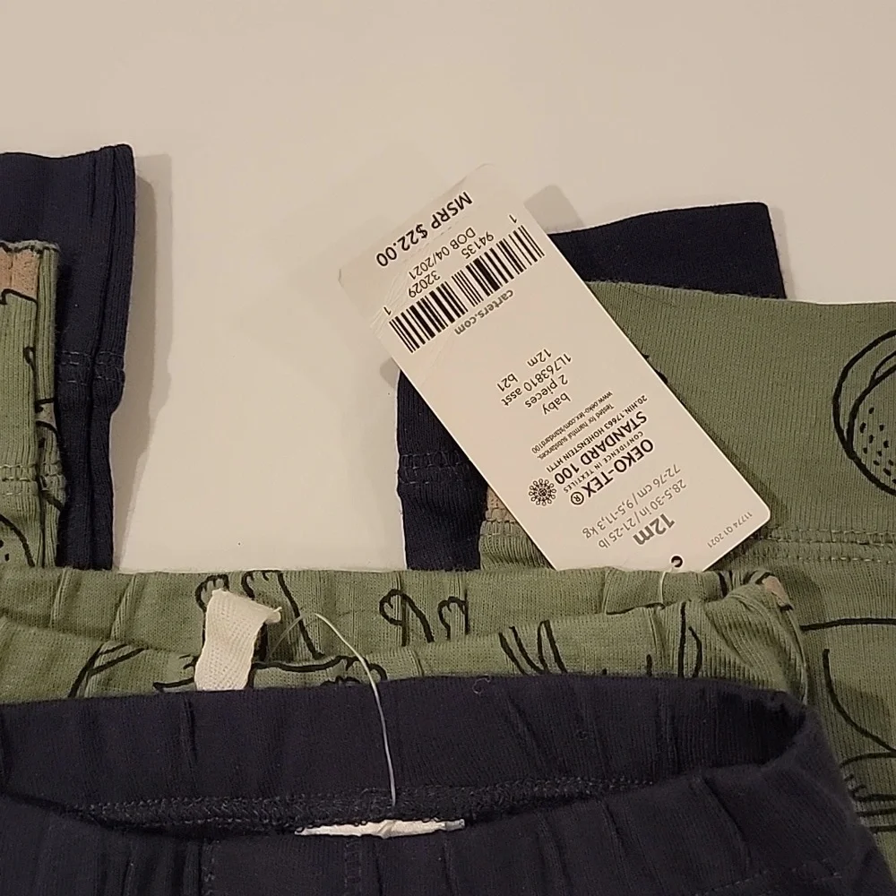 Carters Infant Boys Pants 12 months blue and green lion print and button front